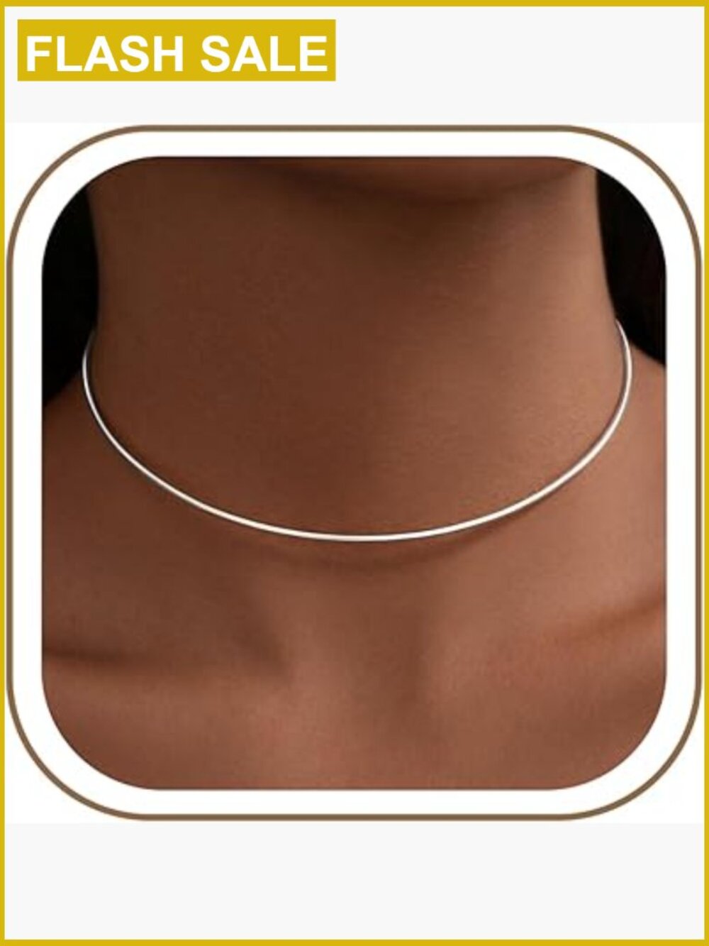 Minimalist Thin Collar Choker Necklace 14K Gold Plated Stainless Steel